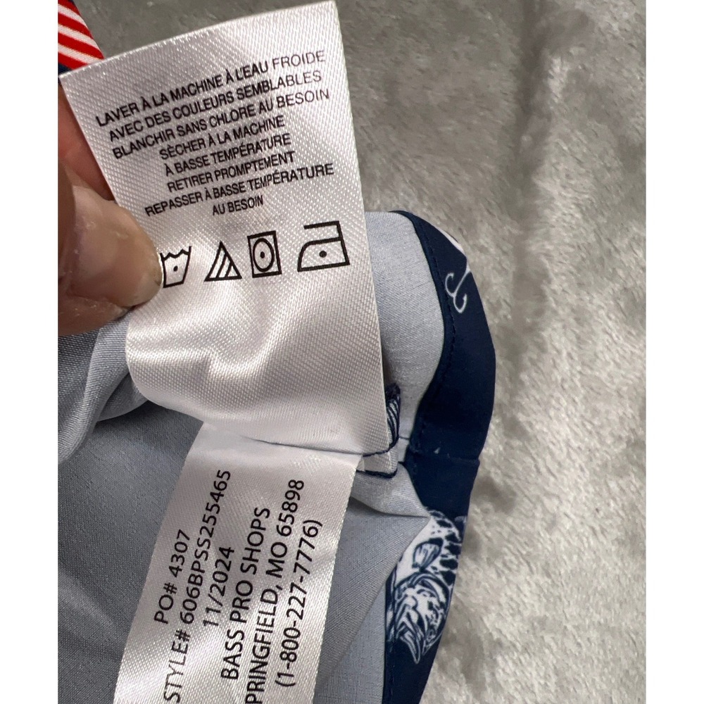 Bass Pro Shops Patriotic Fishing Shirt 2XL USA Flag Eagle July 4th Button Up NWT - Picture 10 of 10
